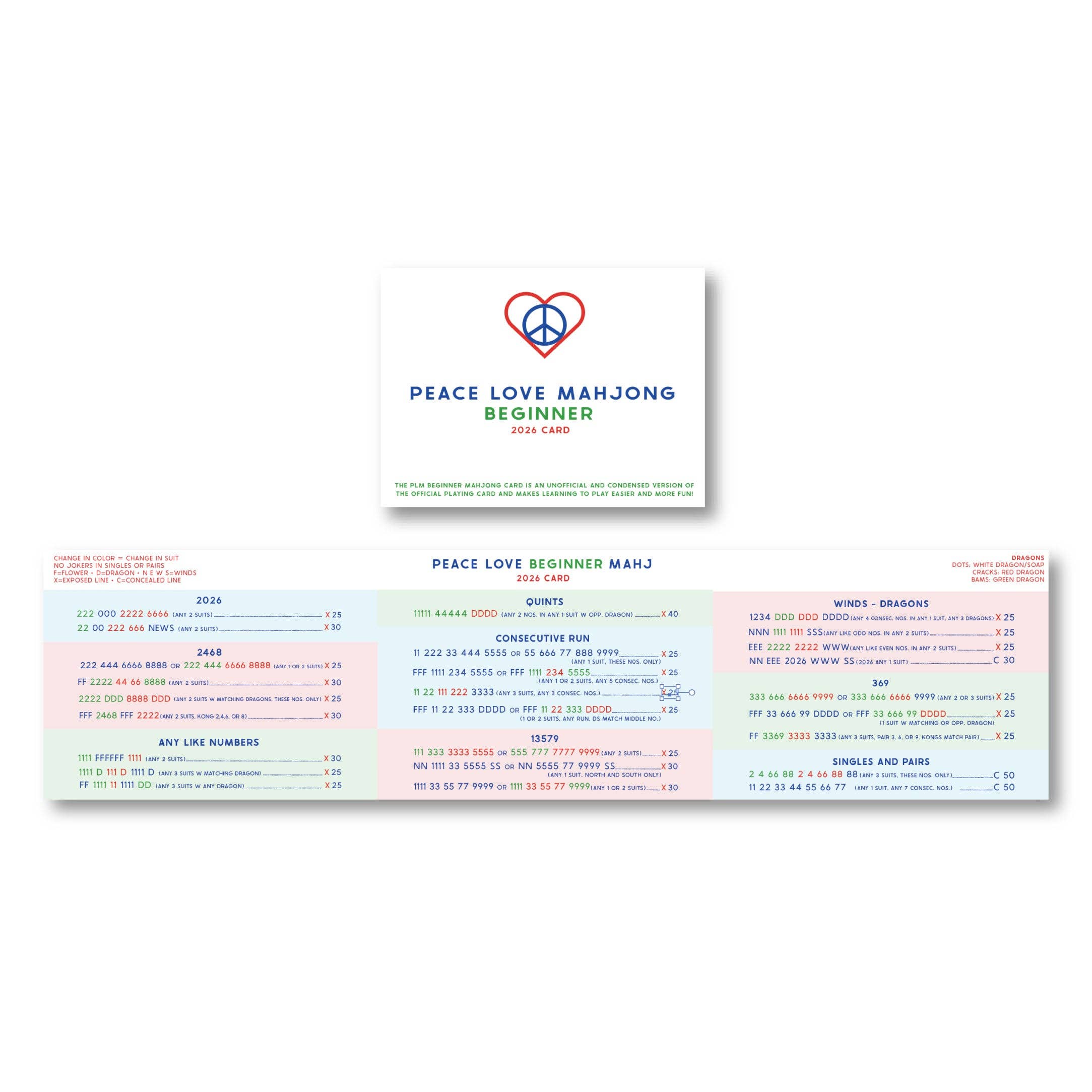 2026 Beginner Mahjong Card