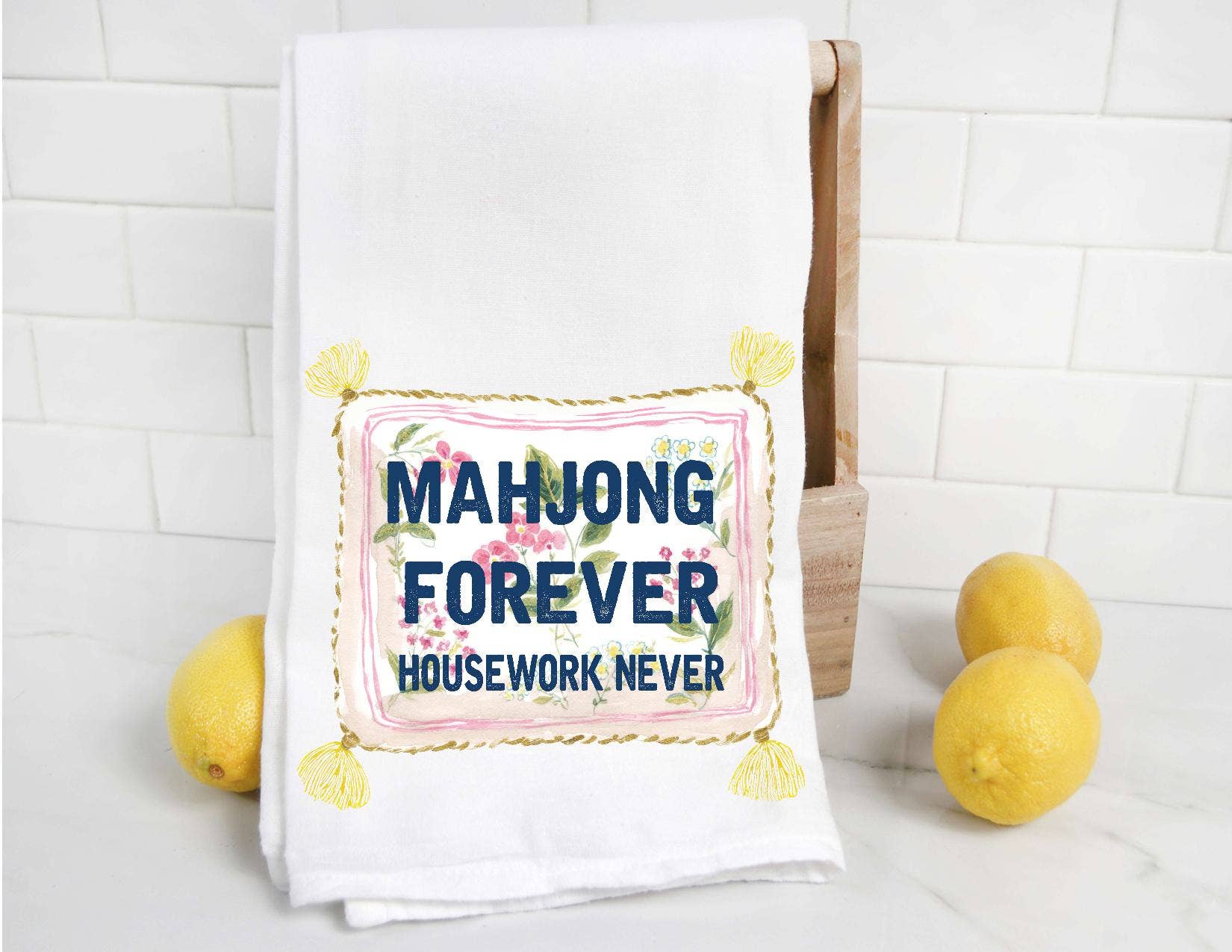 Mahjong Forever Housework Never Tea Towel